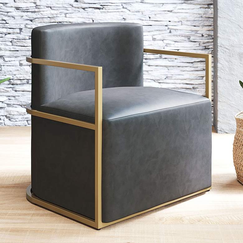 Image 1 Zuo Xander Gray Faux Leather Accent Chair