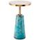 Zuo Zaphire 12" Wide Teal Blue and Gold Round End Table