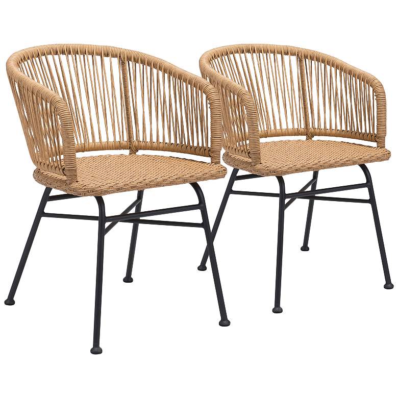 Image 1 Zuo Zaragoza Natural Outdoor Dining Chairs Set of 2