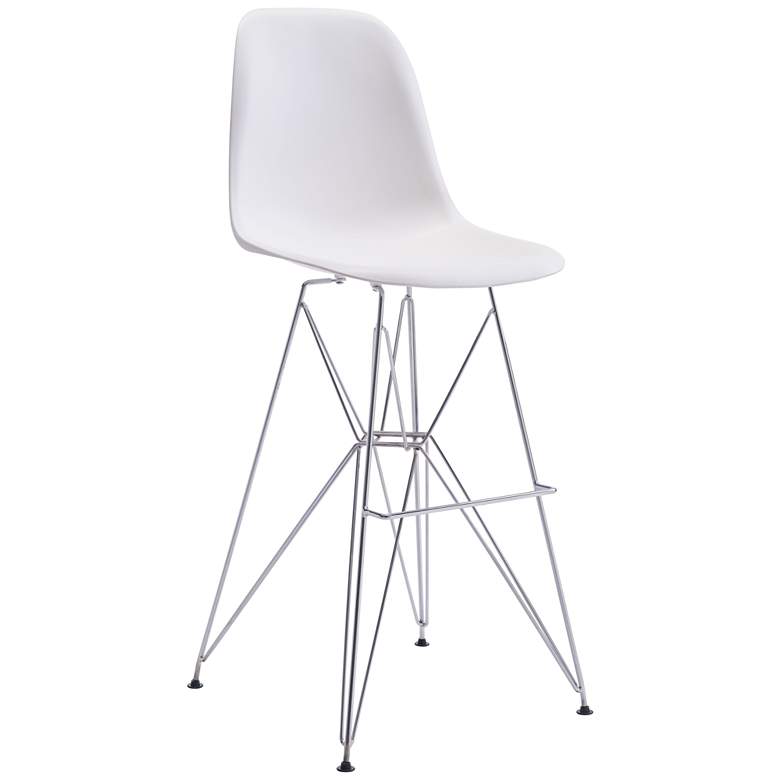 Image 1 Zuo Zip 28 3/4 inch High White Seat Modern Bar Chair