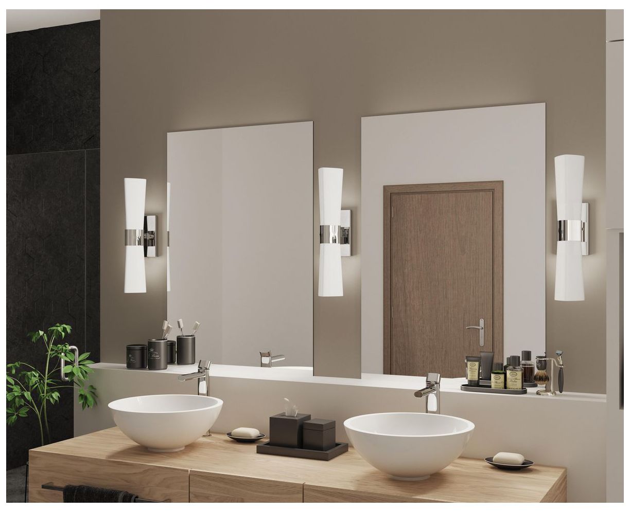 Image 2 Zura Collection Two-Light Polished Chrome Etched Opal Glass Vanity Light more views