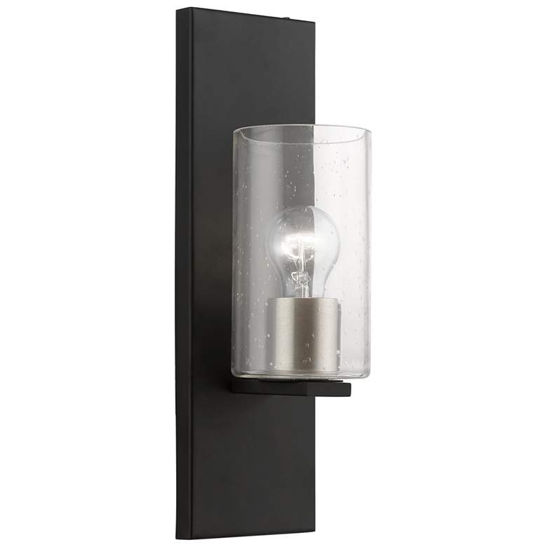 Image 1 Zurich 1 Light Black with Brushed Nickel Accents Wall Sconce
