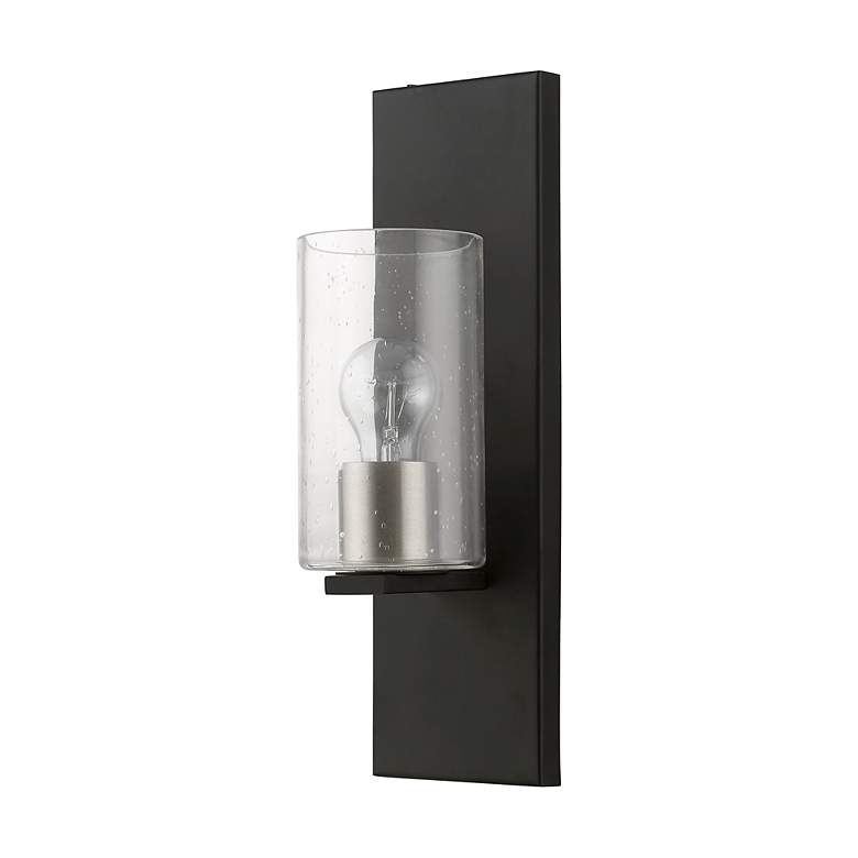 Image 3 Zurich 1 Light Black with Brushed Nickel Accents Wall Sconce more views