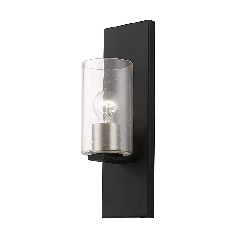 Image 4 Zurich 1 Light Black with Brushed Nickel Accents Wall Sconce more views