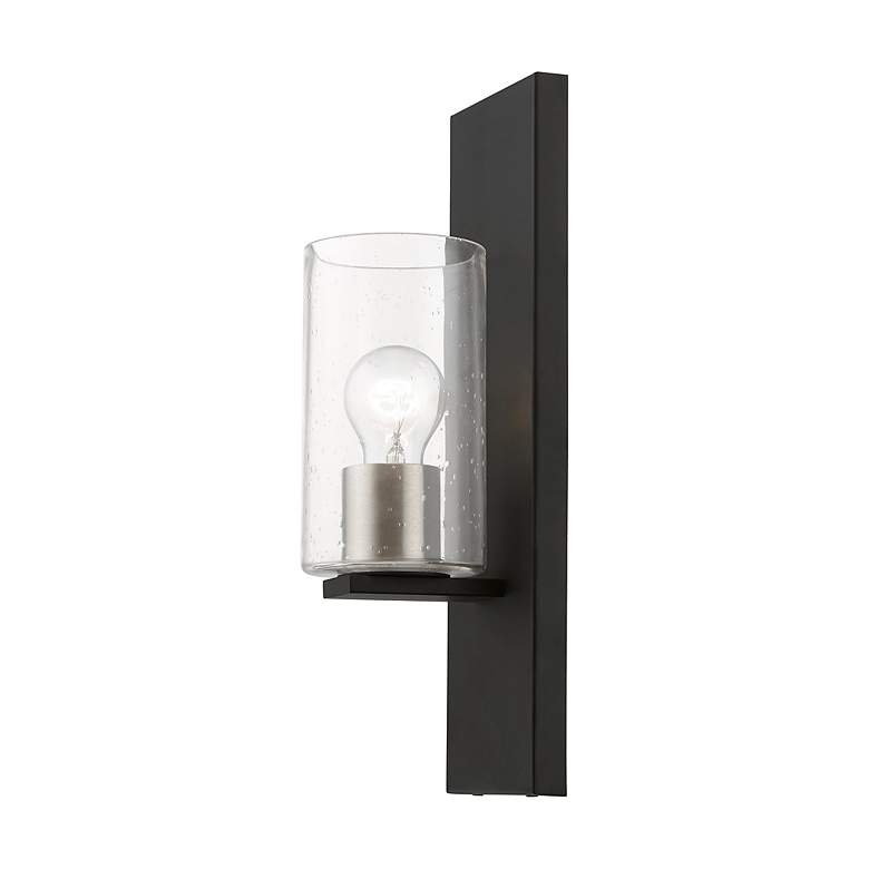 Image 7 Zurich 1 Light Black with Brushed Nickel Accents Wall Sconce more views