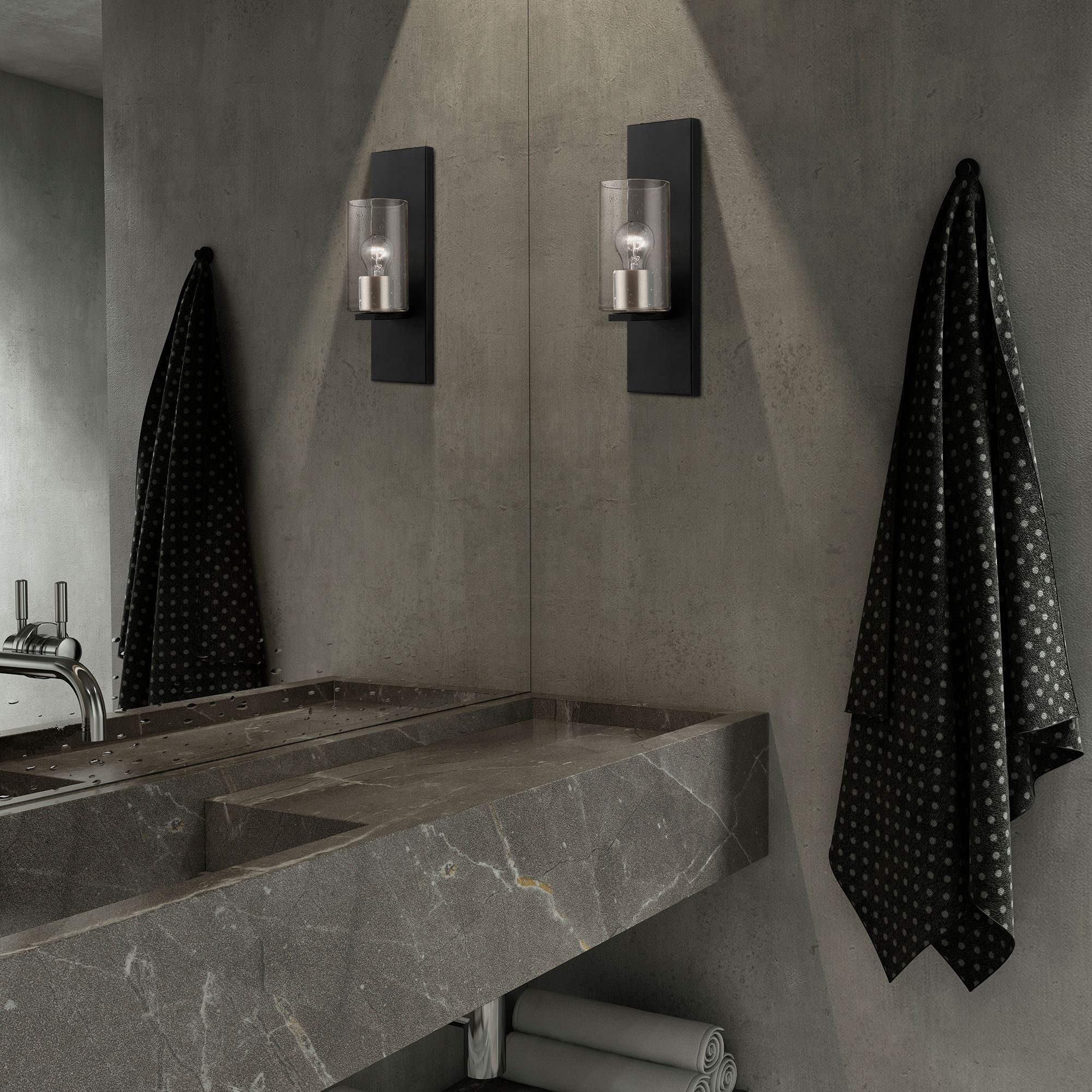 Zurich 1 Light Black with Brushed Nickel Accents Wall Sconce