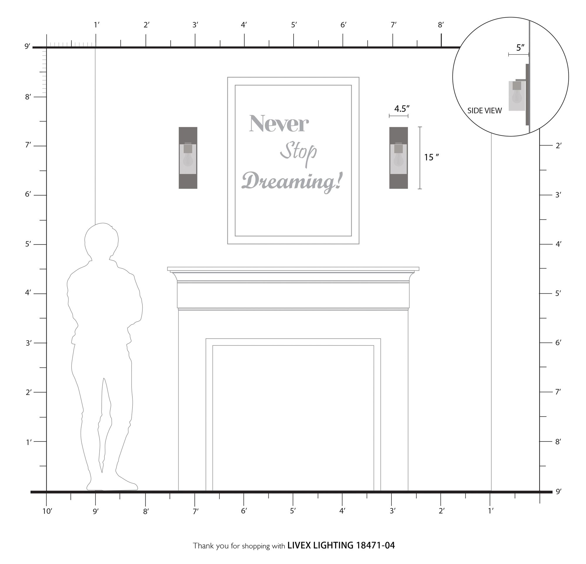 Zurich 1 Light Black with Brushed Nickel Accents Wall Sconce