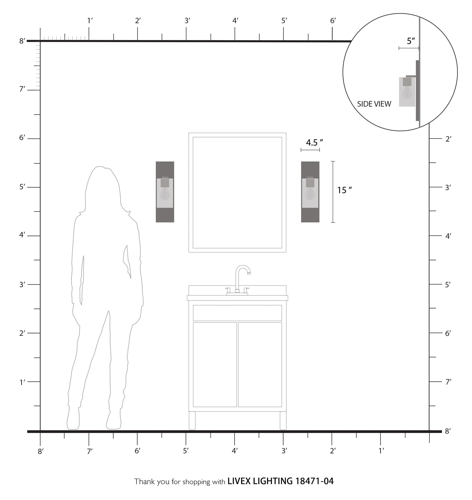 Zurich 1 Light Black with Brushed Nickel Accents Wall Sconce