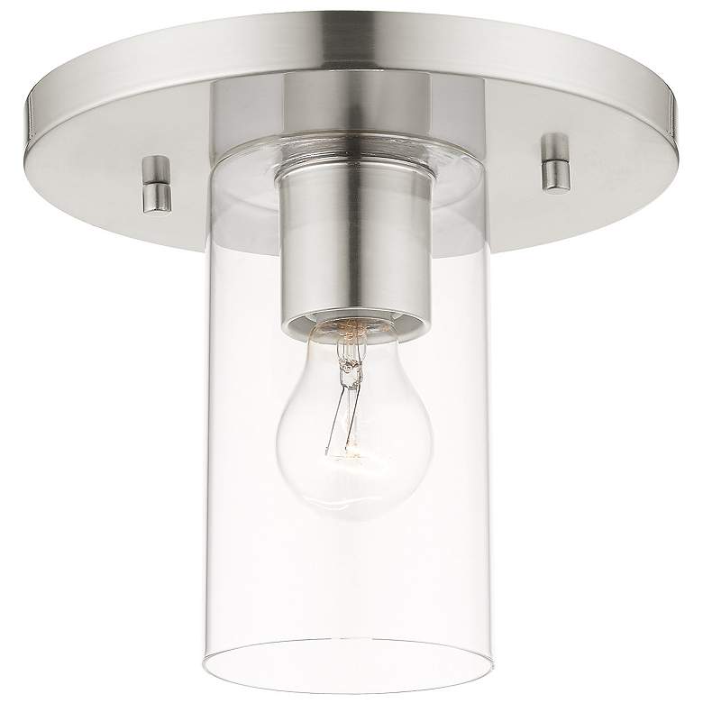 Image 2 Zurich 1 Light Brushed Nickel Flush Mount