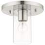 2_Zurich 1 Light Brushed Nickel Flush Mount