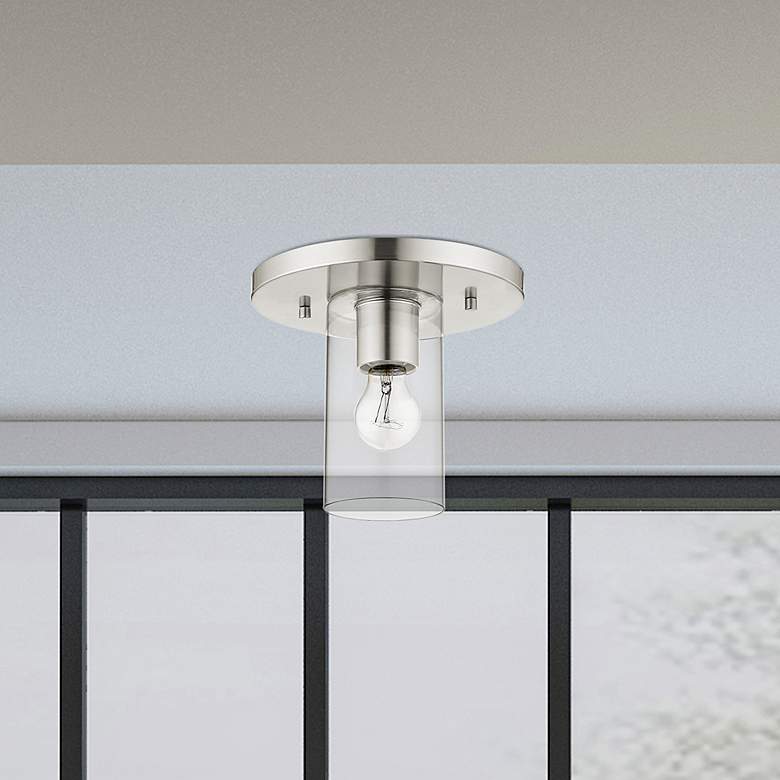 Image 1 Zurich 1 Light Brushed Nickel Flush Mount