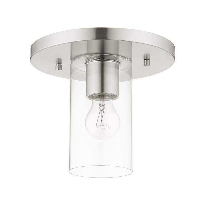 Image 3 Zurich 1 Light Brushed Nickel Flush Mount more views
