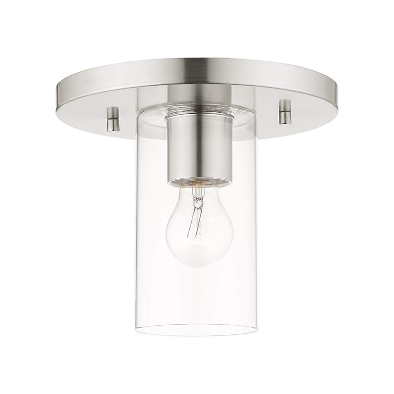 Image 4 Zurich 1 Light Brushed Nickel Flush Mount more views