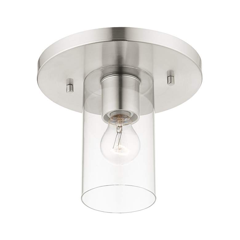 Image 5 Zurich 1 Light Brushed Nickel Flush Mount more views