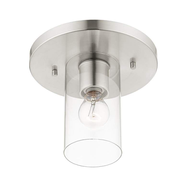Image 6 Zurich 1 Light Brushed Nickel Flush Mount more views