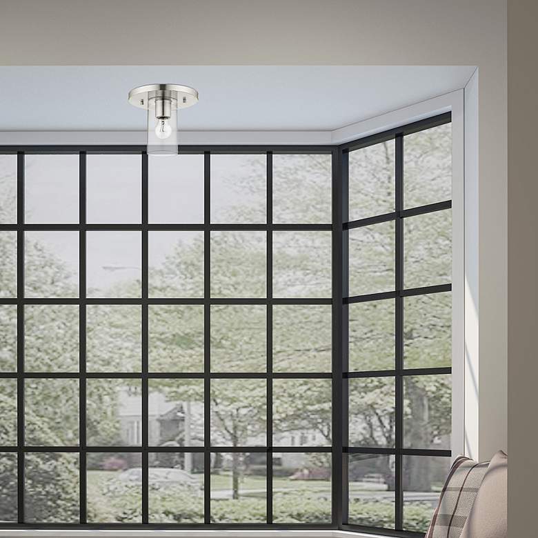 Image 7 Zurich 1 Light Brushed Nickel Flush Mount more views