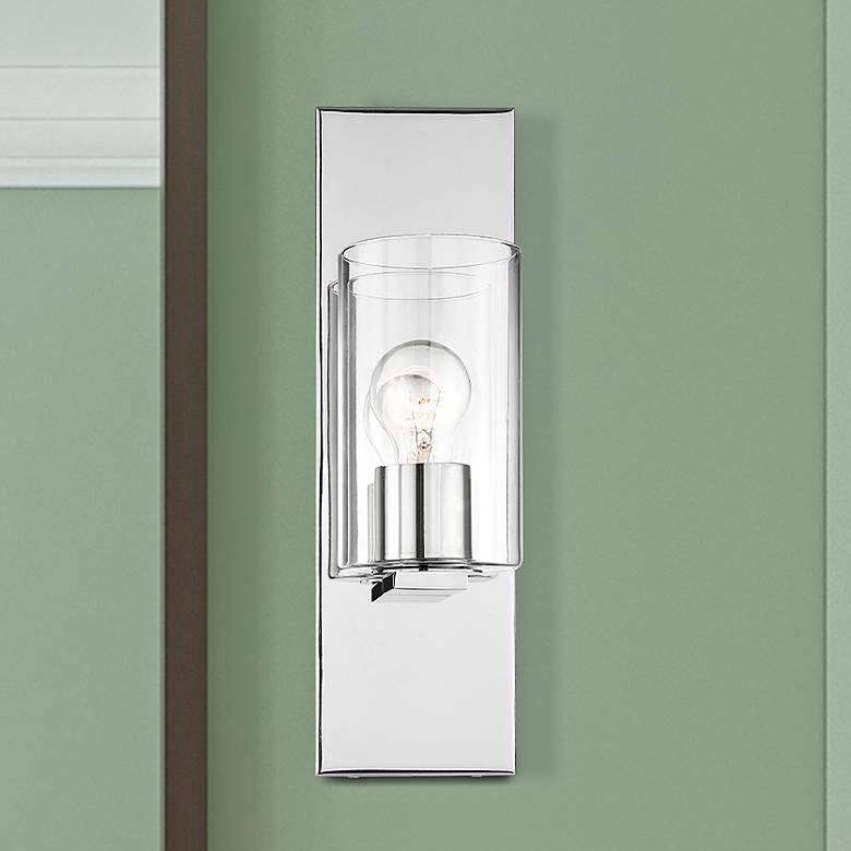 Image 1 Zurich 15" High Polished Chrome Metal Wall Sconce