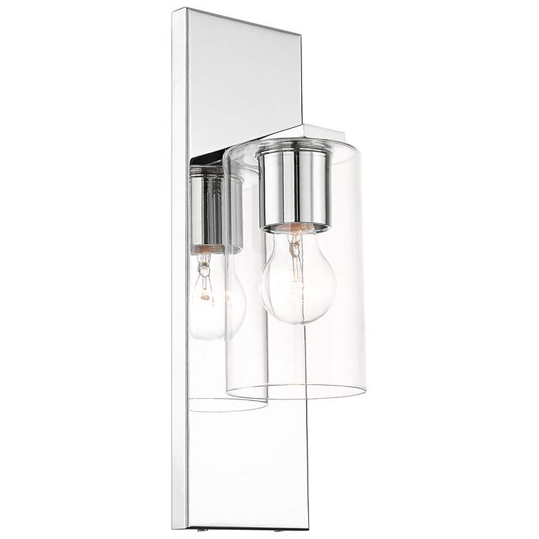 Image 6 Zurich 15" High Polished Chrome Metal Wall Sconce more views