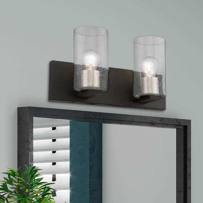Image 1 Zurich 2 Light Black with Brushed Nickel Accents Vanity Sconce