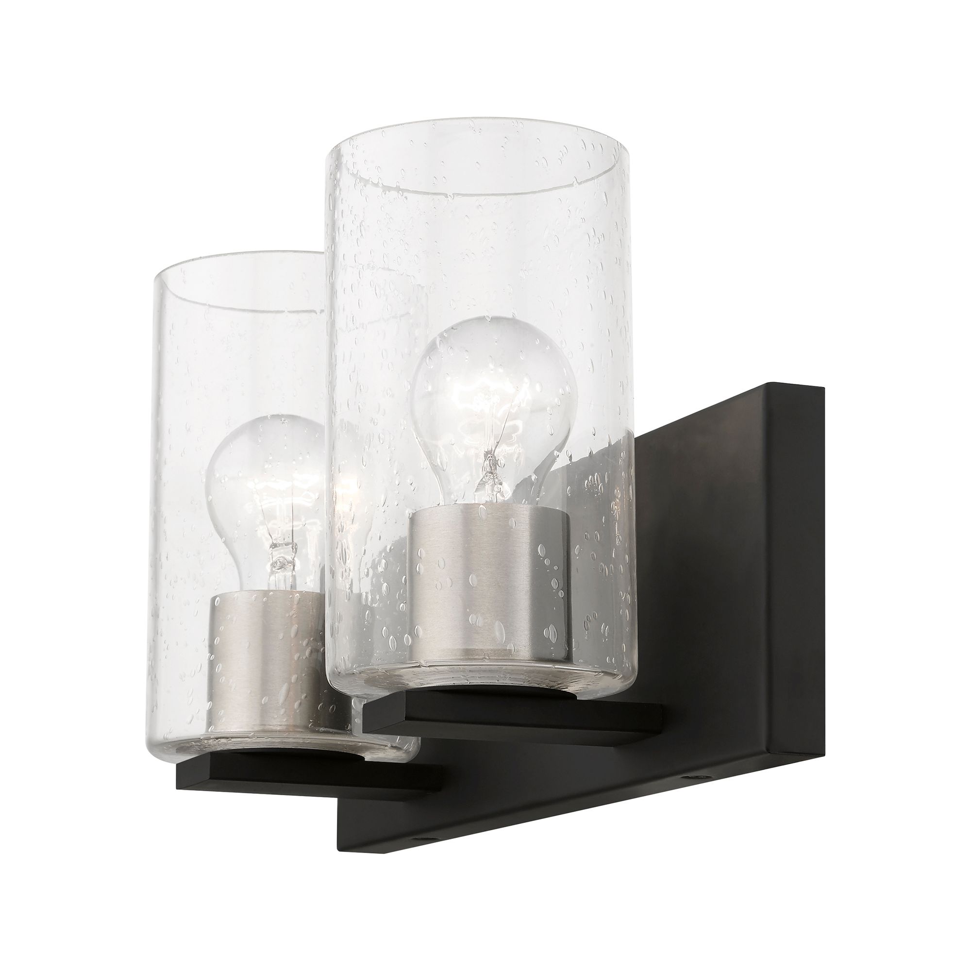 Zurich 2 Light Black with Brushed Nickel Accents Vanity Sconce