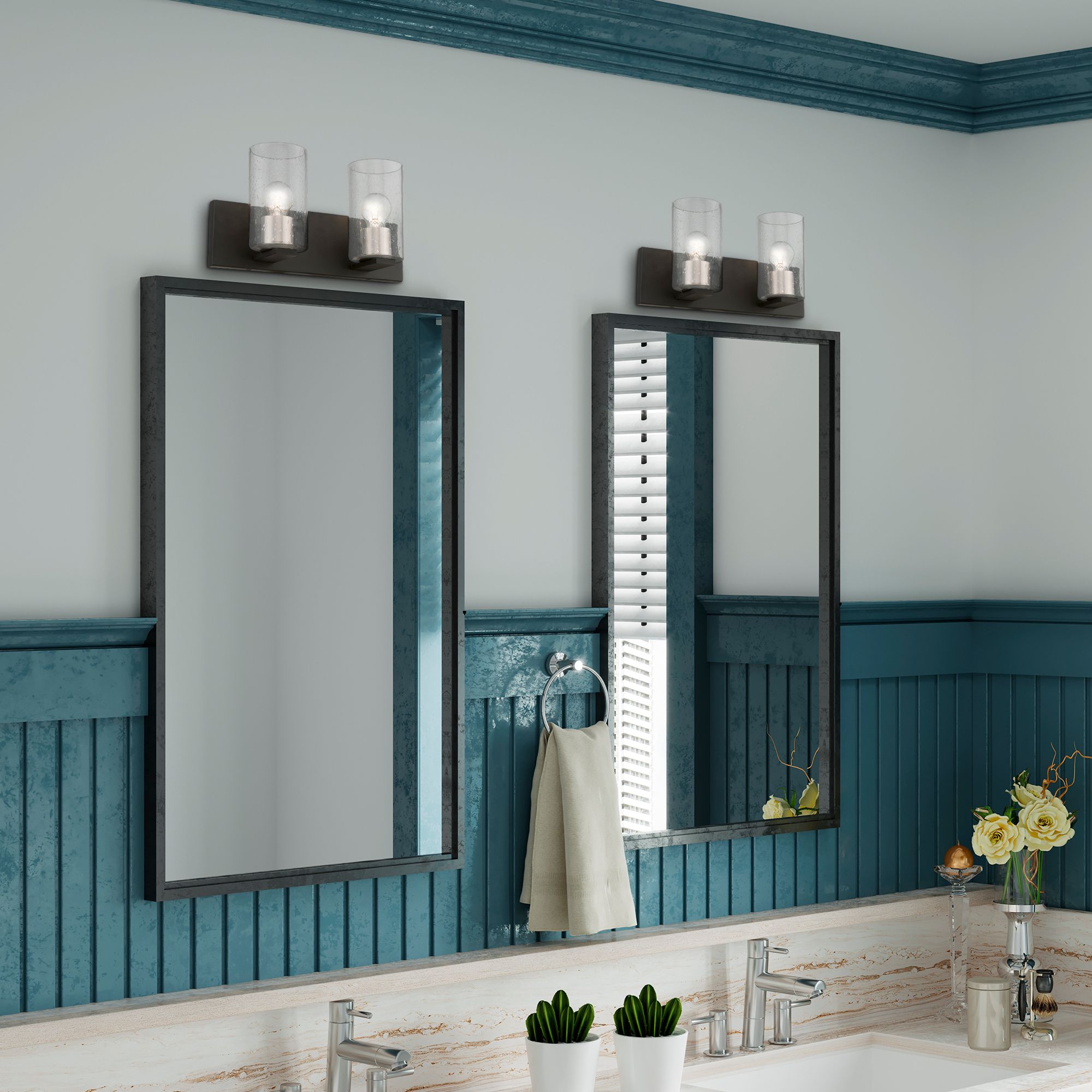 Zurich 2 Light Black with Brushed Nickel Accents Vanity Sconce