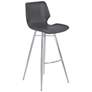 Zurich 26 in. Metal Barstool in Vintage Gray Faux Leather, Stainless Steel