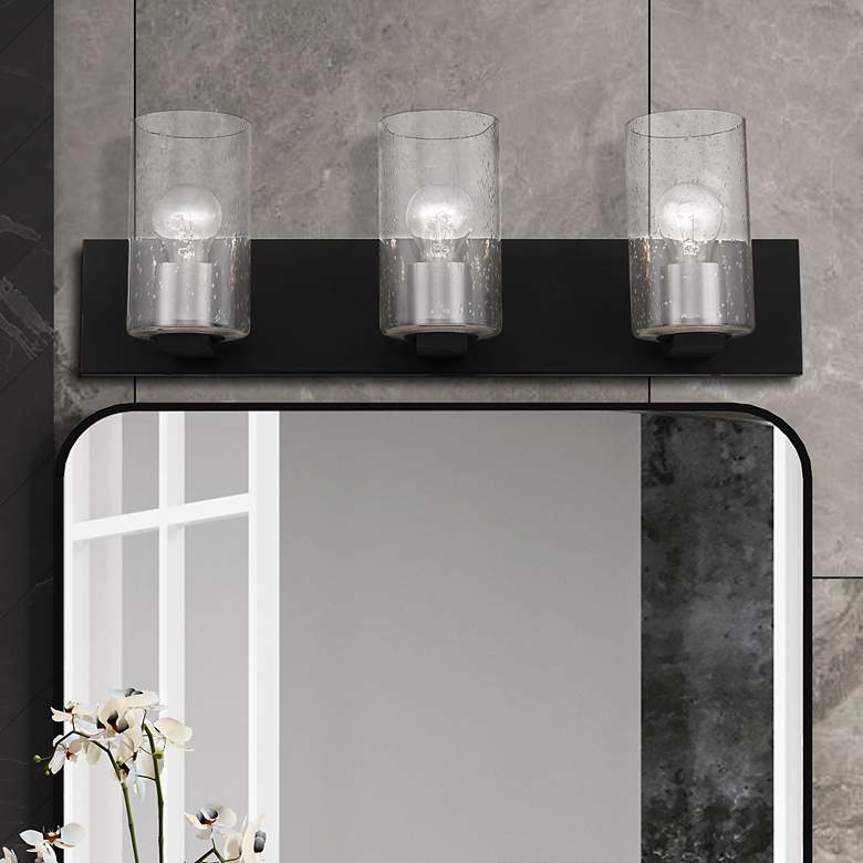 Image 1 Zurich 3 Light Black with Brushed Nickel Accents Vanity Sconce