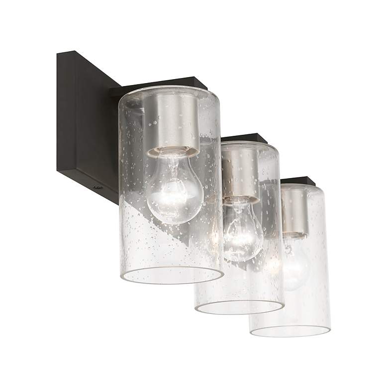 Image 7 Zurich 3 Light Black with Brushed Nickel Accents Vanity Sconce more views
