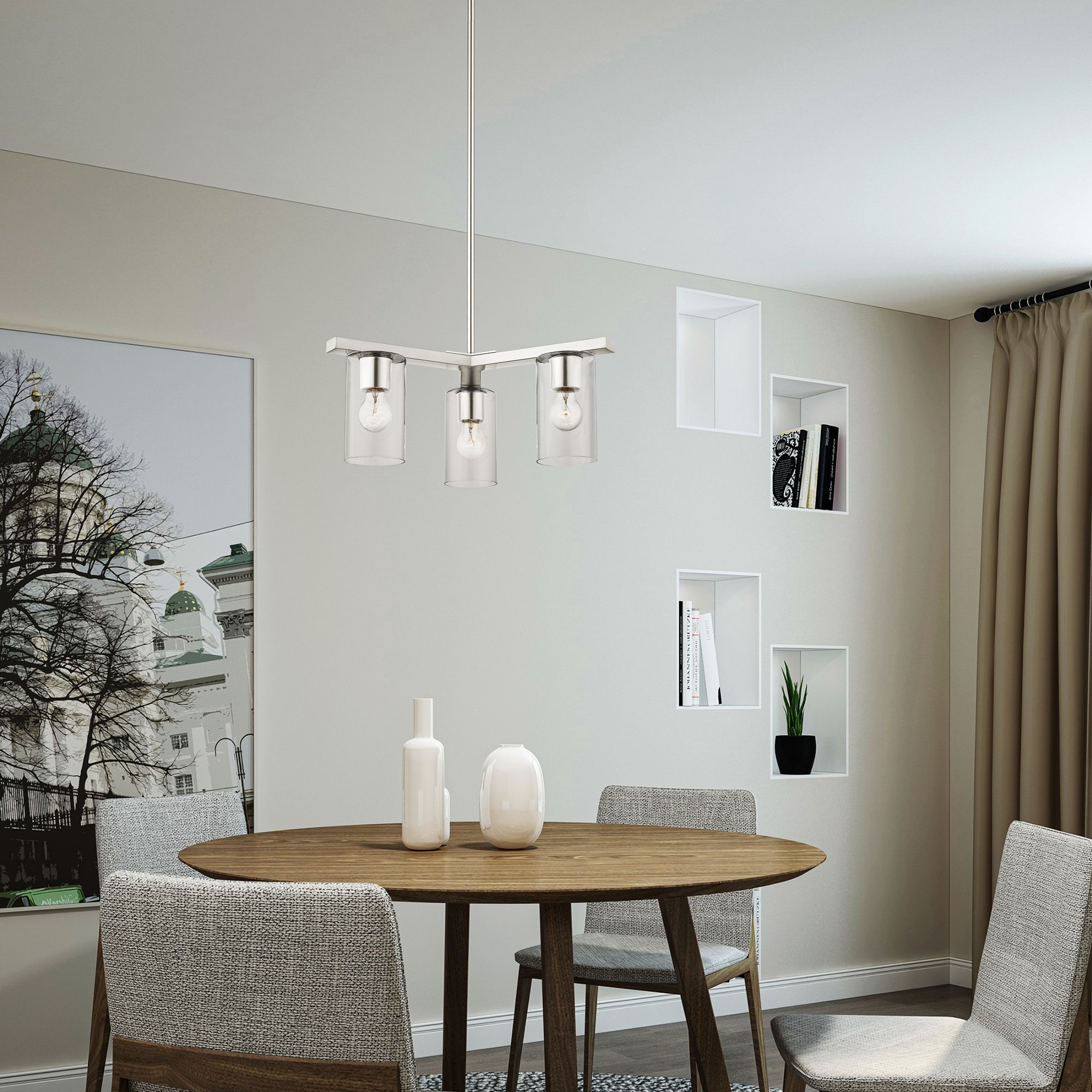 Zurich 3 Light Brushed Nickel Chandelier