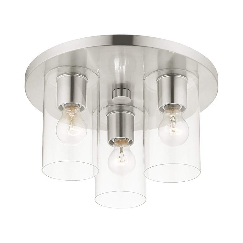 Image 5 Zurich 3 Light Brushed Nickel Flush Mount more views