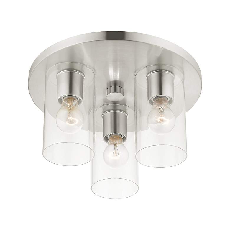 Image 6 Zurich 3 Light Brushed Nickel Flush Mount more views
