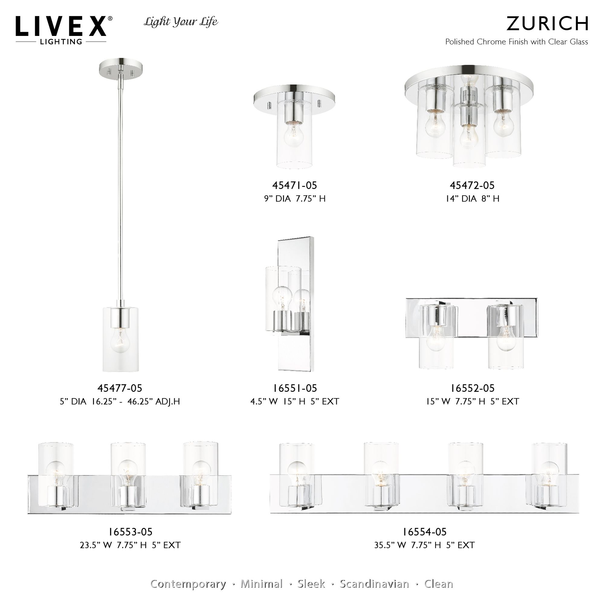 Zurich 3 Light Polished Chrome Flush Mount