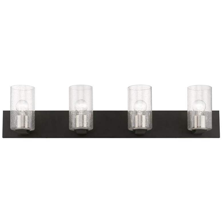 Image 1 Zurich 4 Light Black with Brushed Nickel Accents Large Vanity Sconce
