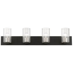 Zurich 4 Light Black with Brushed Nickel Accents Large Vanity Sconce