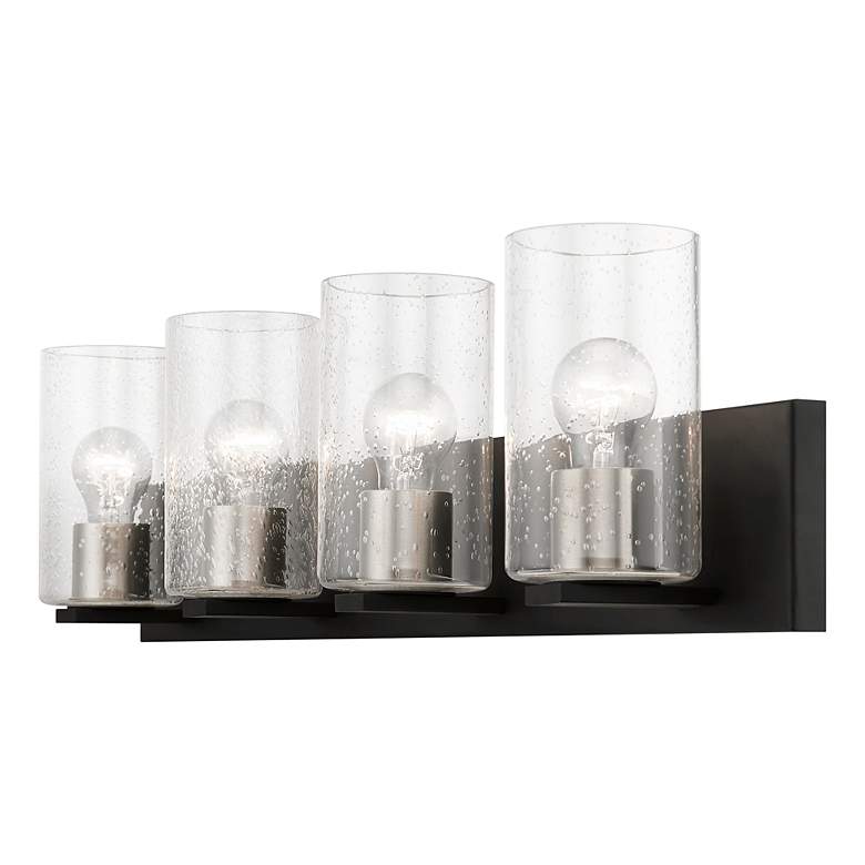 Image 6 Zurich 4 Light Black with Brushed Nickel Accents Large Vanity Sconce more views