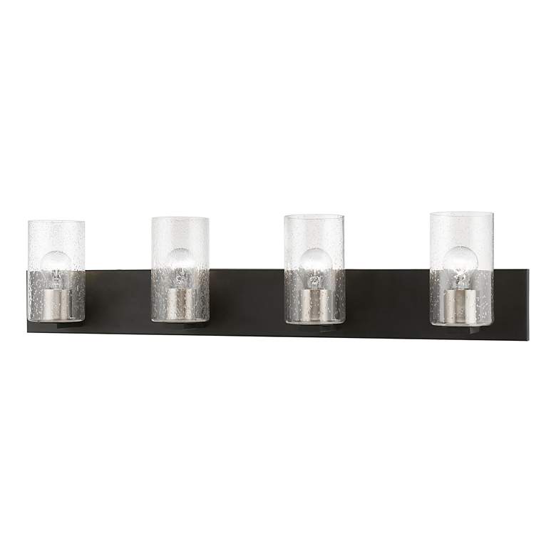 Image 7 Zurich 4 Light Black with Brushed Nickel Accents Large Vanity Sconce more views