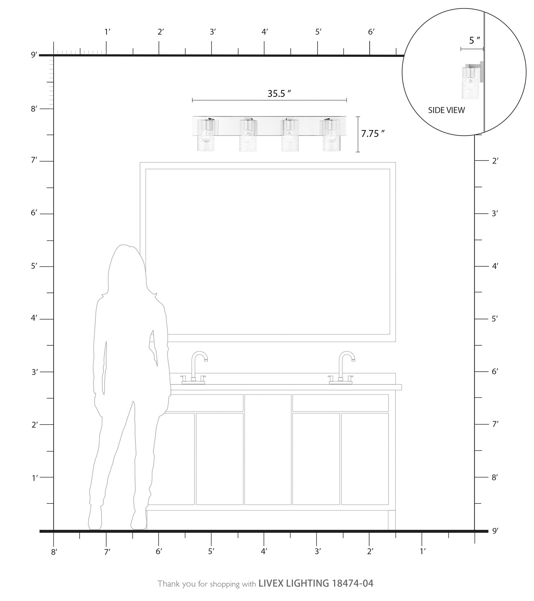 Zurich 4 Light Black with Brushed Nickel Accents Large Vanity Sconce