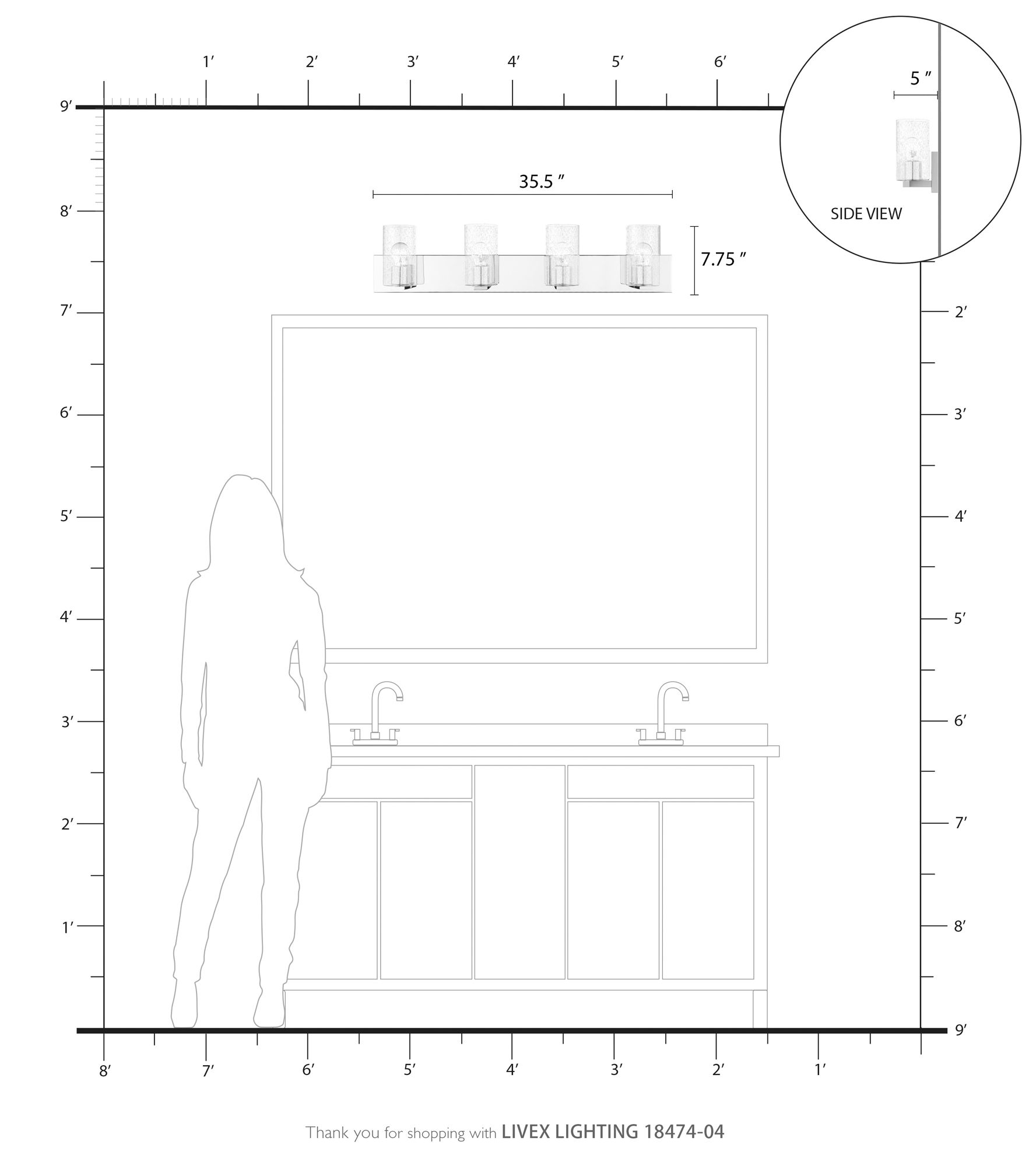 Zurich 4 Light Black with Brushed Nickel Accents Large Vanity Sconce