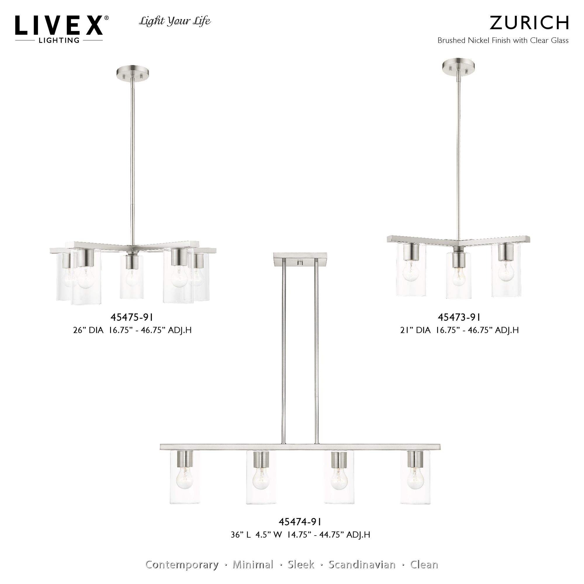 Zurich 5 Light Brushed Nickel Chandelier