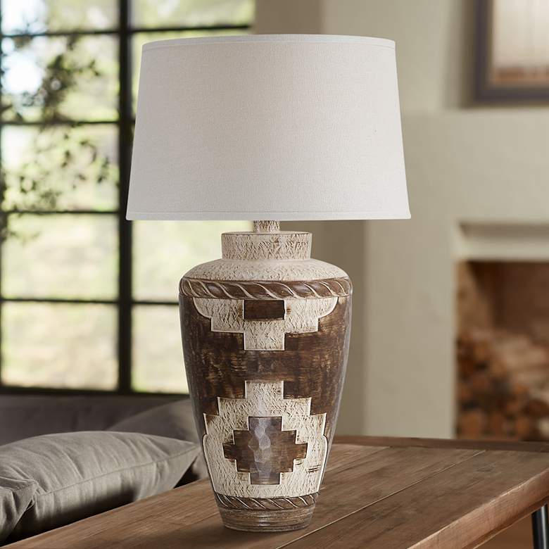 Image 1 Willarae Weathered Brown Hydrocal Vase Table Lamp