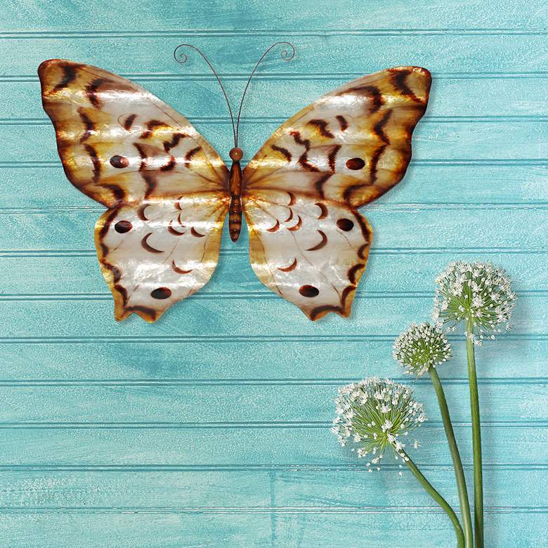 Image 1 Eangee Butterfly 18" Wide Copper Capiz Shell Wall Decor