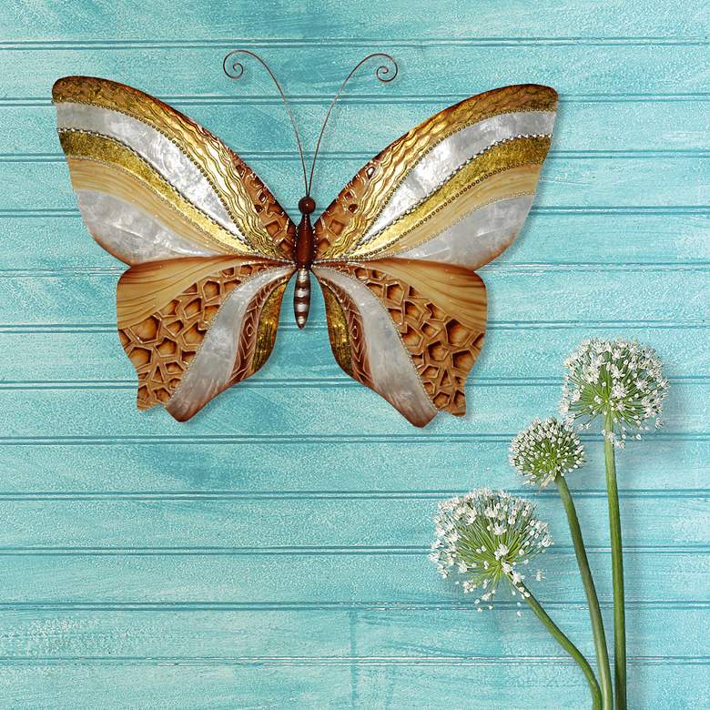 Eangee Butterfly 18&quot;W Copper Pearl Capiz Shell Wall Decor