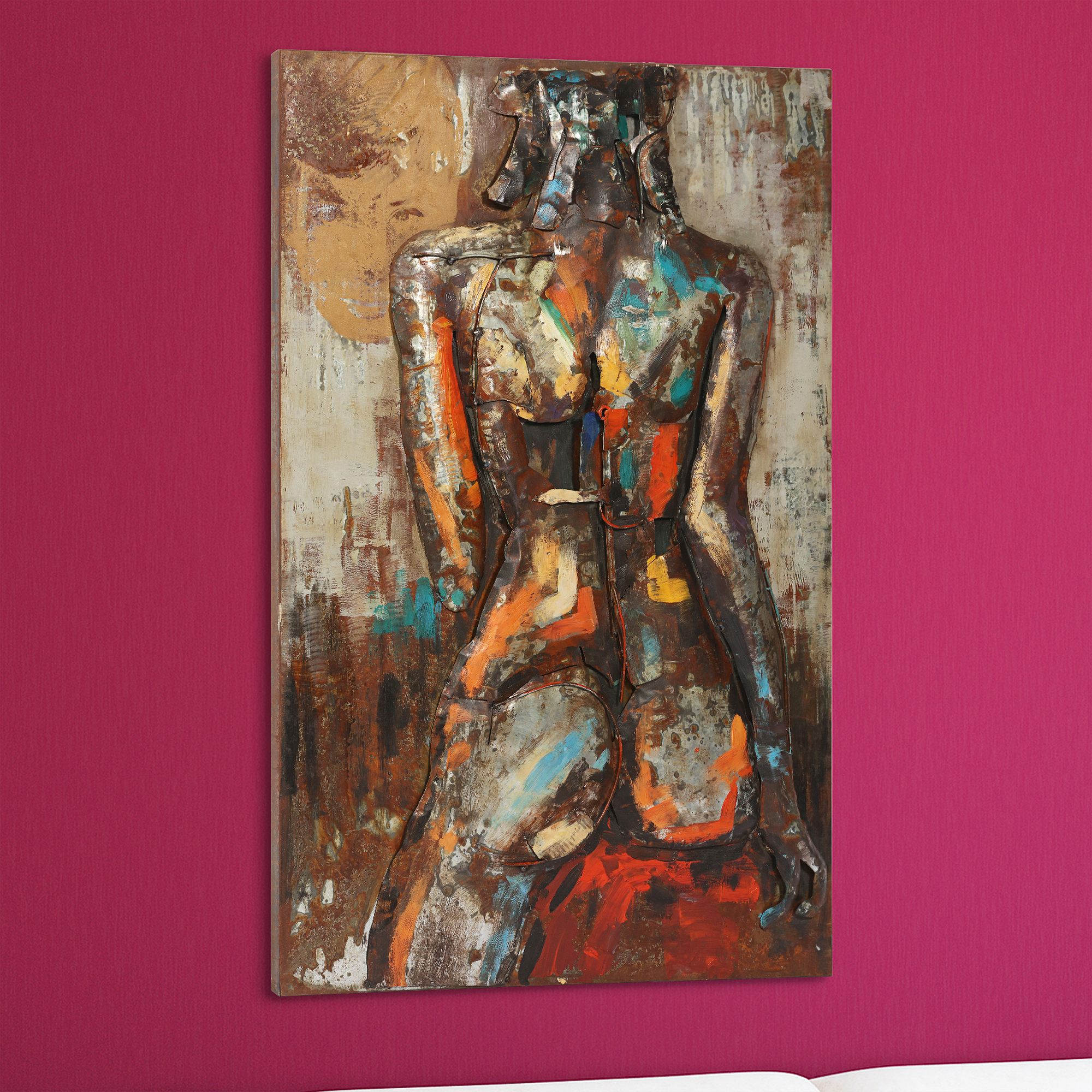 Nude Study 1 48" High Mixed Media Metal Dimensional Wall Art