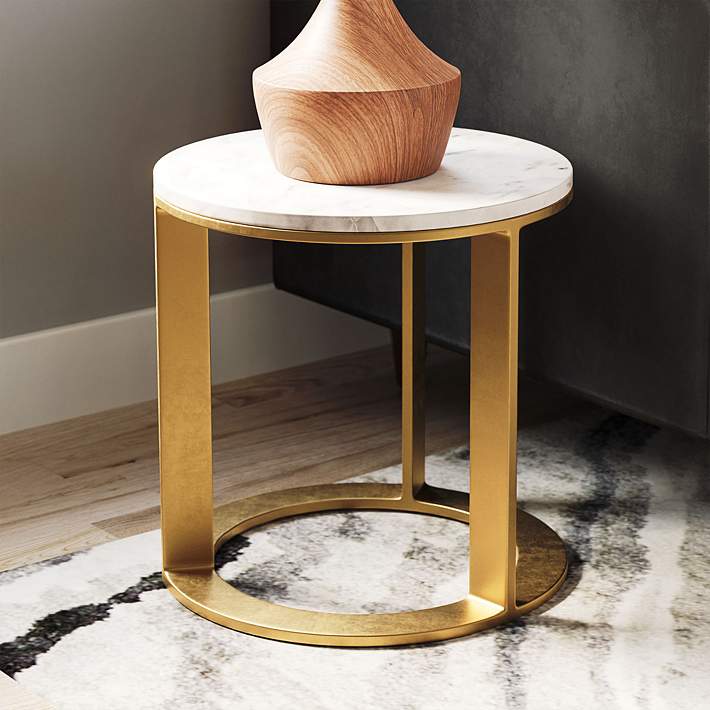 Zuo Helena 18 Wide White Marble Gold, 18 Wide Marble Coffee Tables