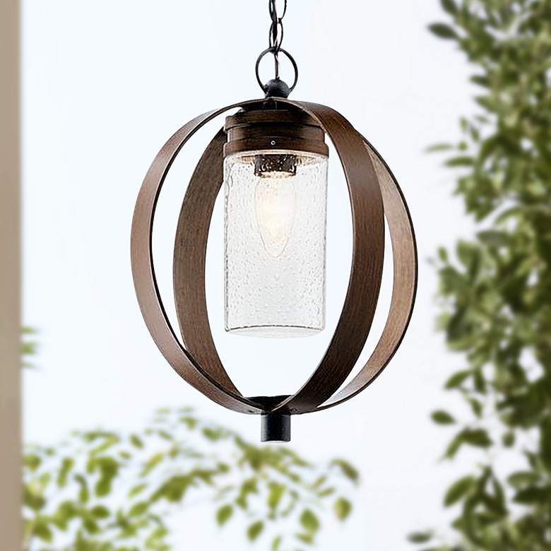 Image 1 Kichler Grand Bank 15"H Auburn Stained Outdoor Hanging Light