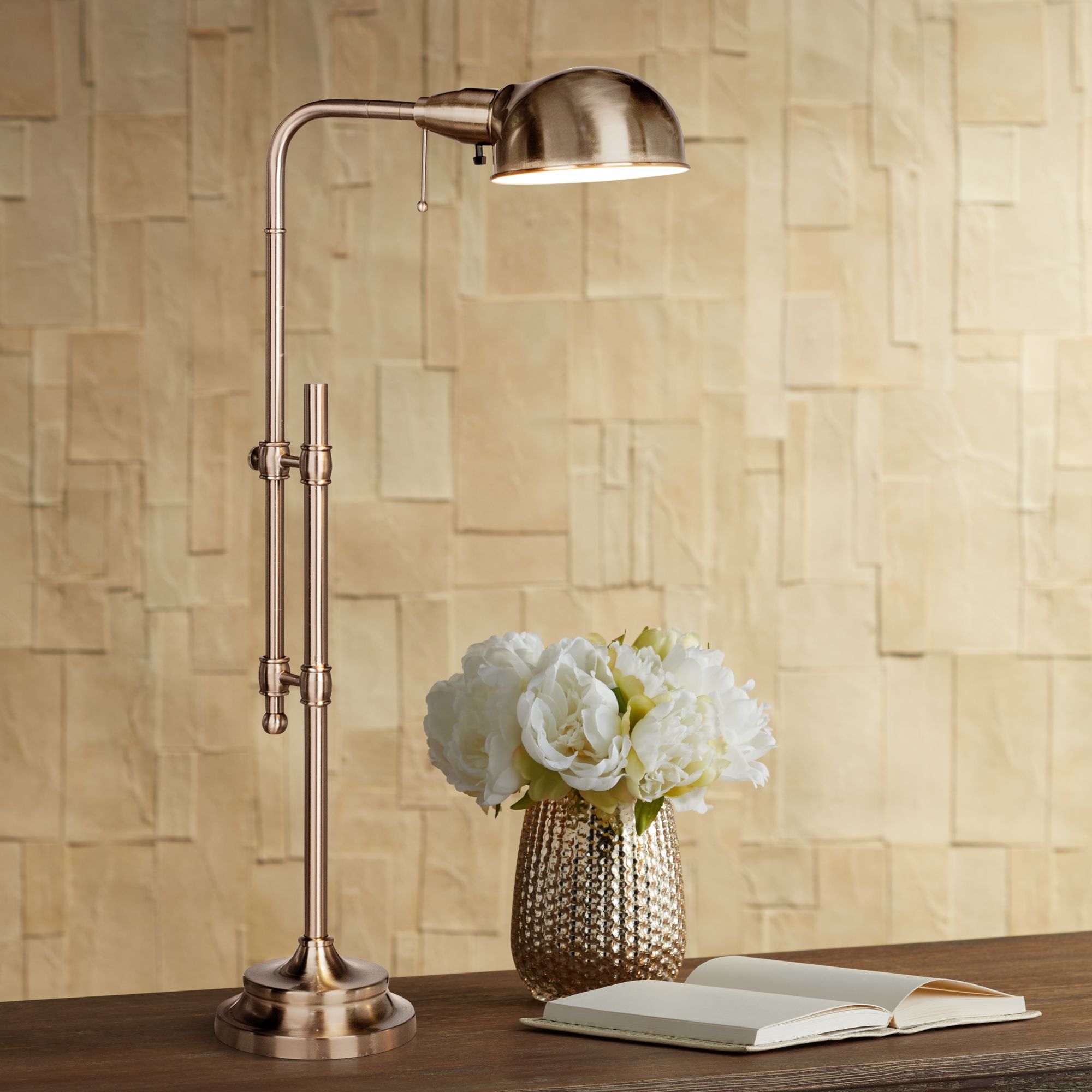 Minna Brushed Steel Adjustable Metal Desk Lamp