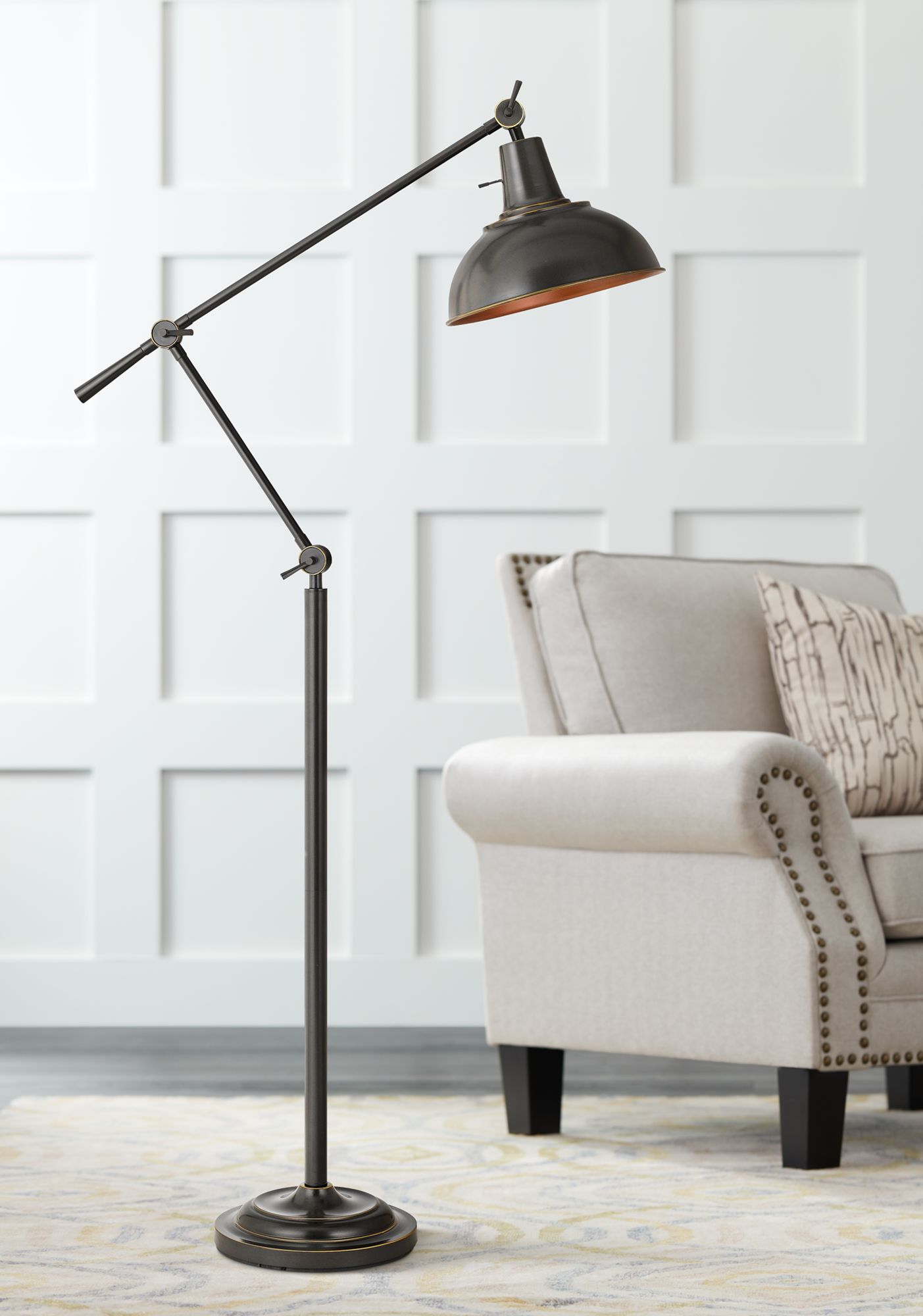 Eupen Dark Bronze Adjustable Linear Floor Lamp