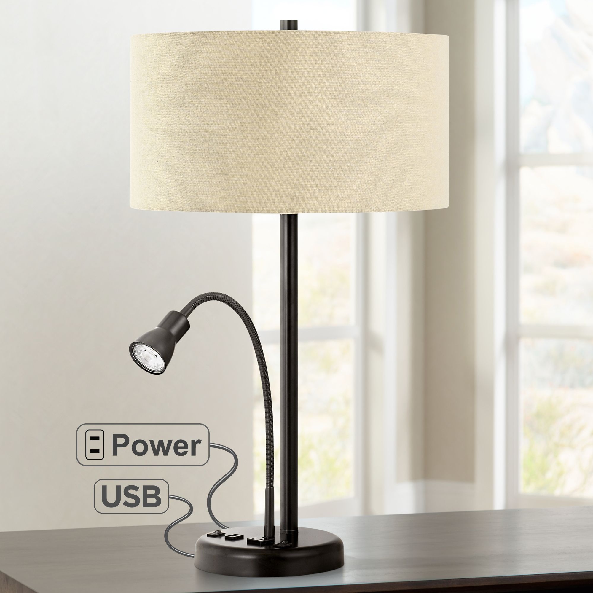 bedside lamp with reading light