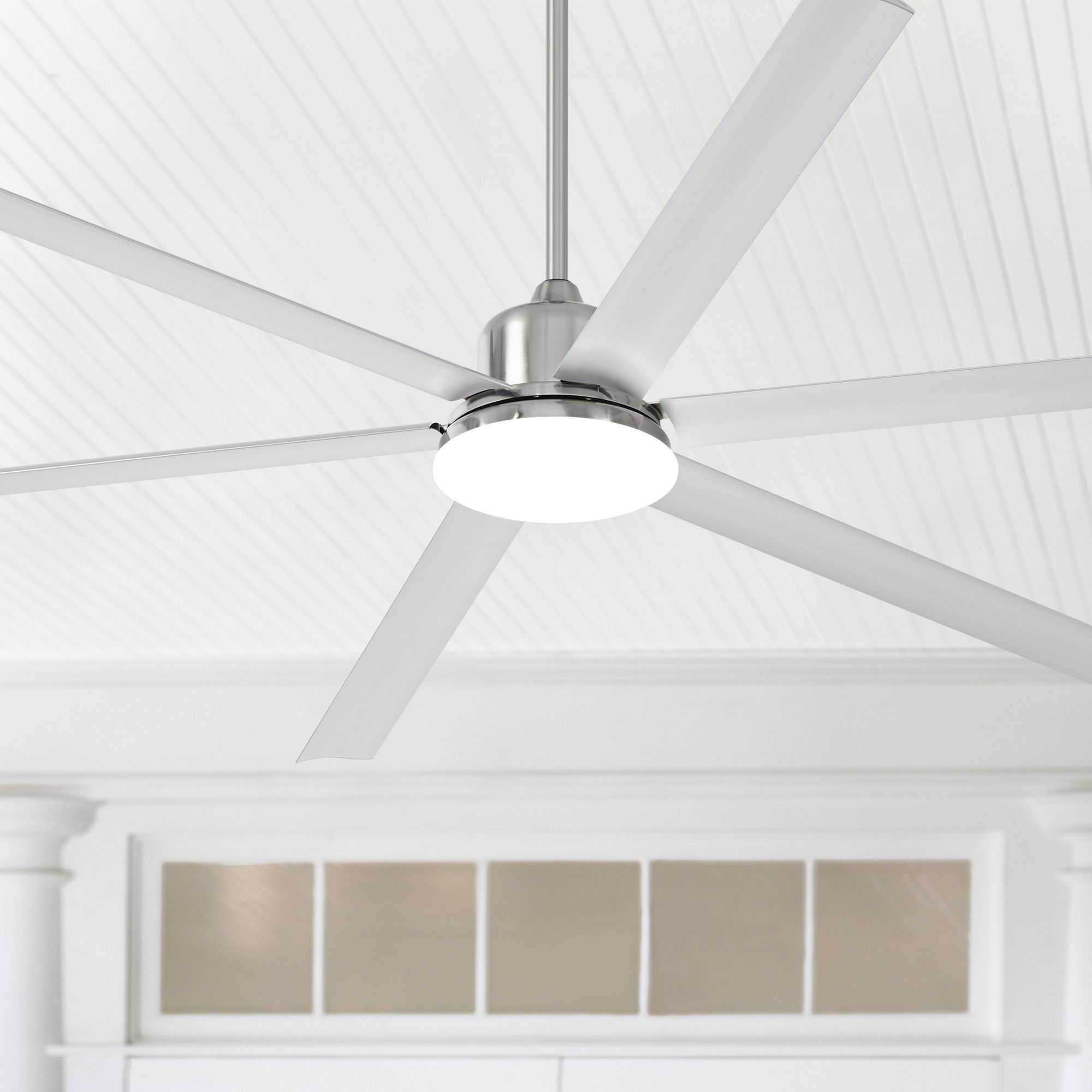 84" Casa Arcade Brushed Nickel Damp LED Ceiling Fan
