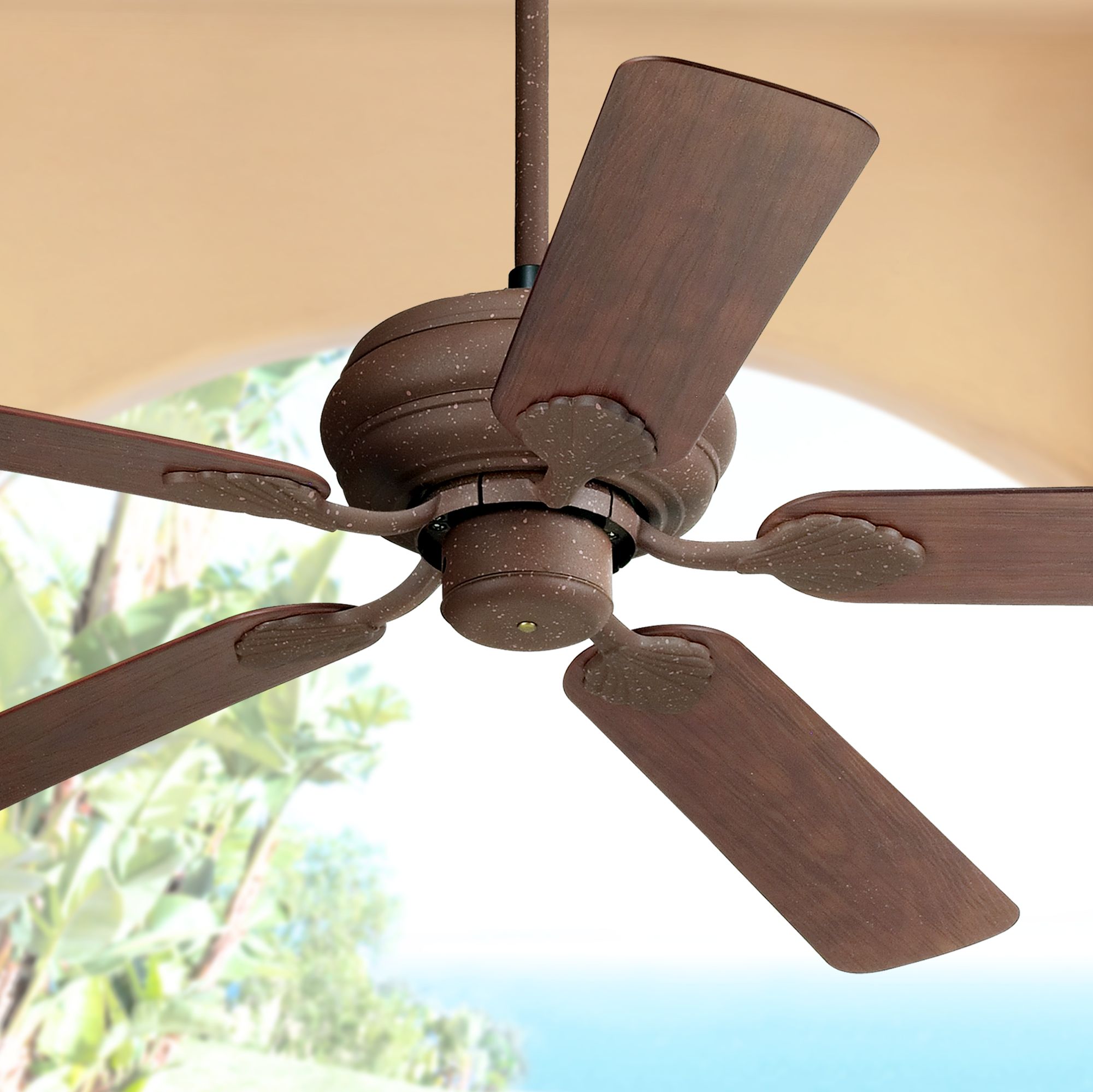 52" Casa Vieja Tropical Rust Finish Ceiling Fan